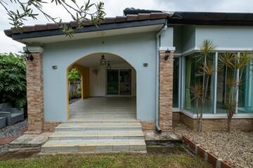 Front view of a house with a covered porch