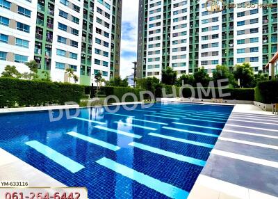 Residential building complex with swimming pool