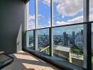 Balcony with panoramic cityscape view