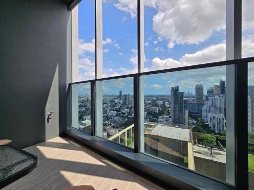 Balcony with panoramic cityscape view