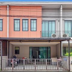 Front exterior view of a modern townhouse