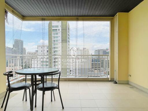 Balcony with city views and outdoor furniture