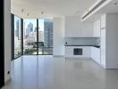 Modern kitchen with city view