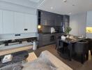 Modern kitchen with dining area