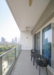 Spacious balcony with city view