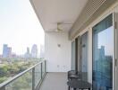 Spacious balcony with city view