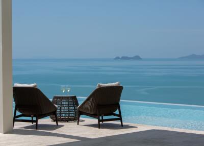 Outdoor seating area with ocean view