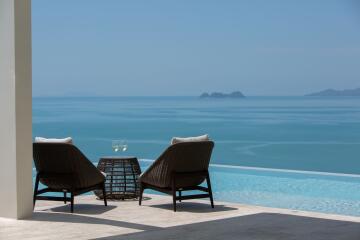 Outdoor seating area with ocean view