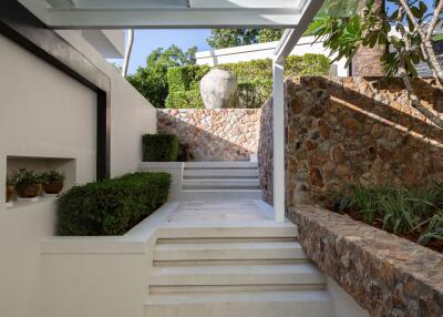 Beautifully designed outdoor space with stairs and greenery