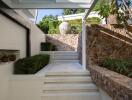 Beautifully designed outdoor space with stairs and greenery