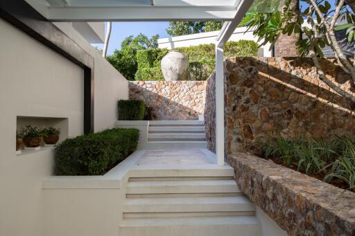 Beautifully designed outdoor space with stairs and greenery