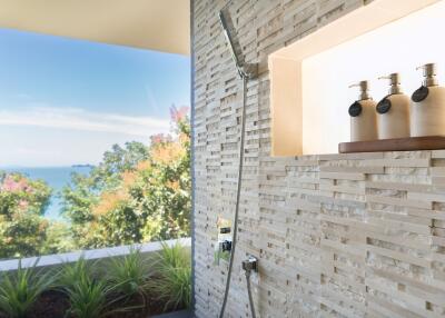 Modern bathroom with outdoor view