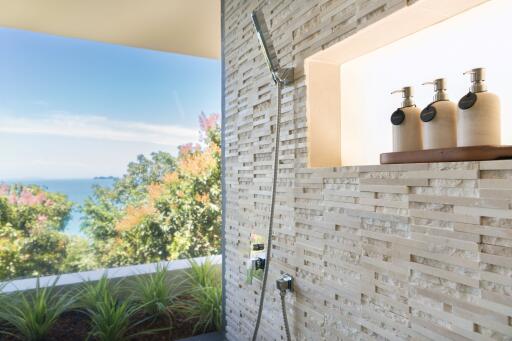 Modern bathroom with outdoor view