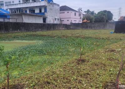 Image of a vacant plot with buildings in the background