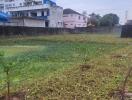 Image of a vacant plot with buildings in the background