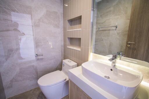 Modern bathroom with sink and toilet