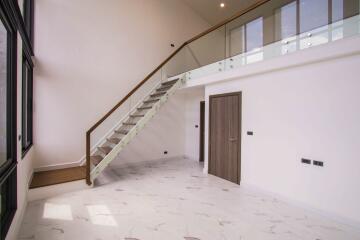 Modern living area with staircase