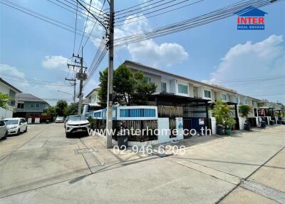 Exterior view of residential buildings and street