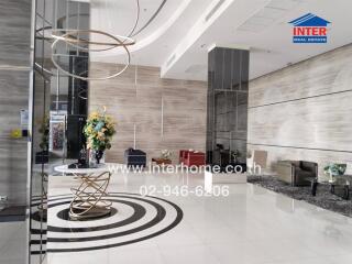 Modern lobby area with contemporary furniture and decor