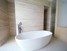 Modern bathroom with freestanding bathtub