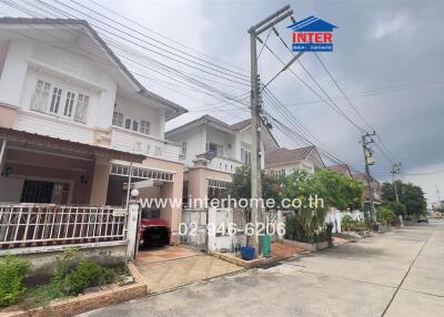 Exterior view of residential buildings on a street