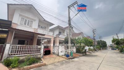 Exterior view of residential buildings on a street