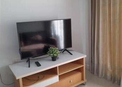 Living room with TV and wooden stand