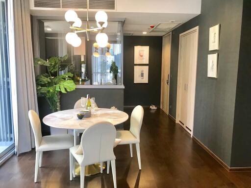 Modern dining area with round table