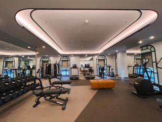 Modern gym with various exercise equipment