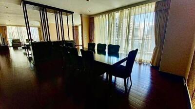 Spacious dining area with large windows