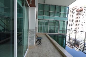 Large balcony with swimming pool