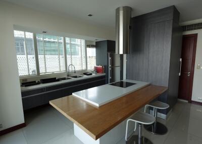 Modern kitchen with island and built-in appliances