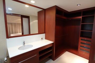 modern bathroom with wooden fixtures