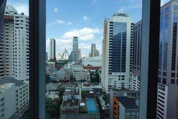 View of city skyline from high-rise building