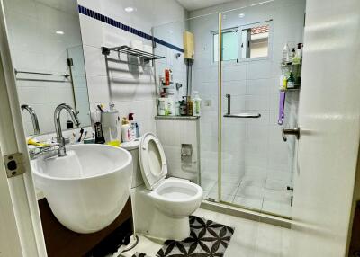 Modern bathroom with shower and sink