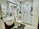 Modern bathroom with shower and sink