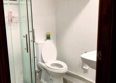 Modern bathroom with shower and toilet