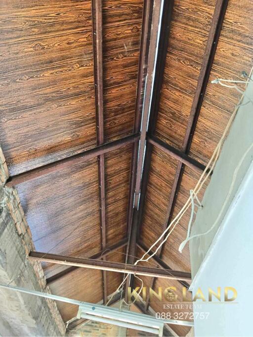 Wooden ceiling structure under construction