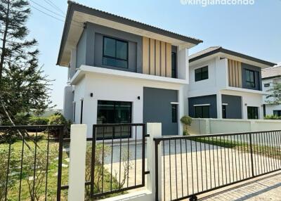 Exterior view of a modern two-story house