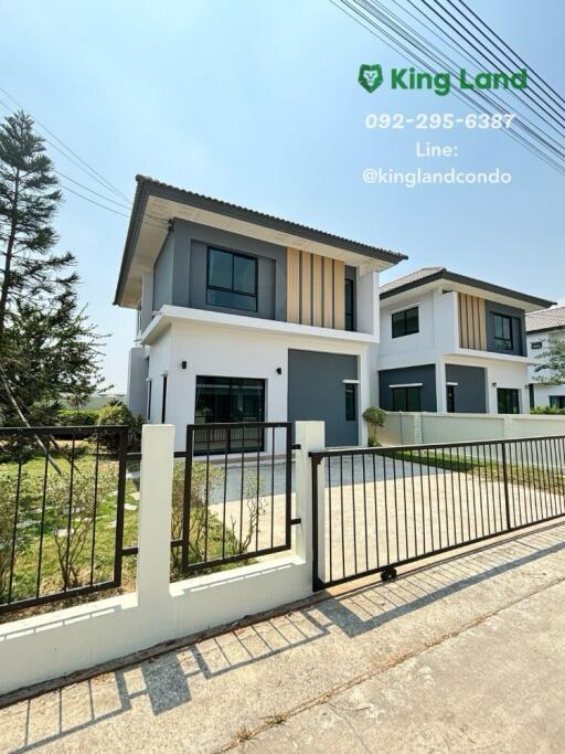 Exterior view of a modern two-story house