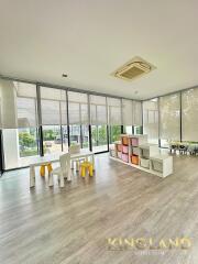 Modern playroom with large windows