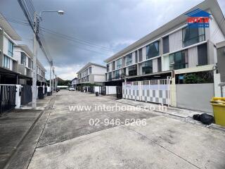 Street view of modern residential buildings