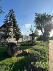 Beautifully landscaped outdoor space with trees and pathway