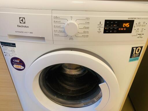 Washing machine in the laundry area