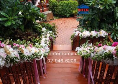 Beautifully decorated garden pathway with flowers