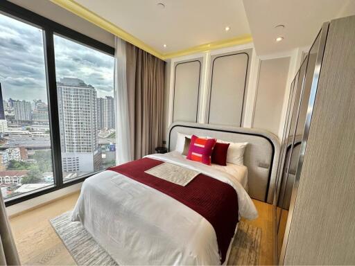 Modern bedroom with city view