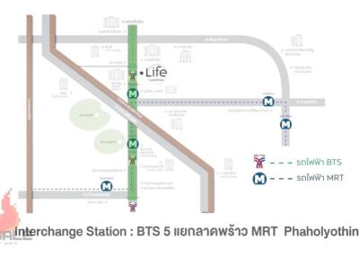 Map showing the location of the property in relation to BTS and MRT stations