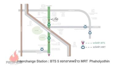 Map showing the location of the property in relation to BTS and MRT stations