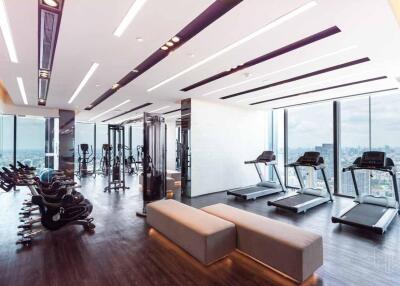 Modern gym with city view