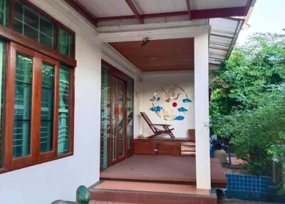 Covered porch with seating area